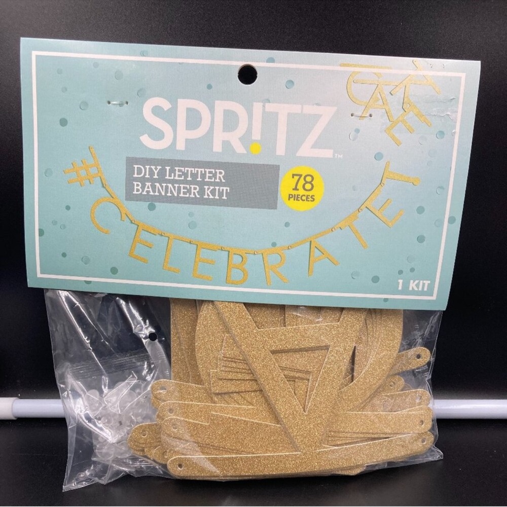 SPRITZ DIY Gold Glitter Letter Banner Kit 78 Pieces